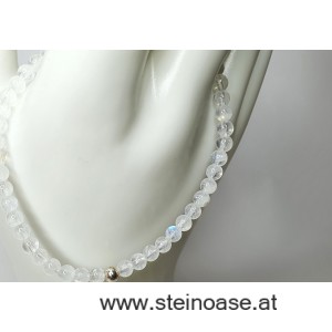 Armband Regenbogen-Mondstein weiß-blau 4mm
